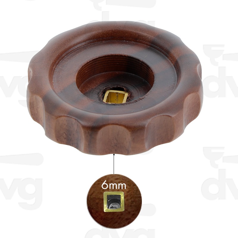 VOLANTINO RUBINETTO IN NOCE SENZA TAPPO QUADRO 6X6