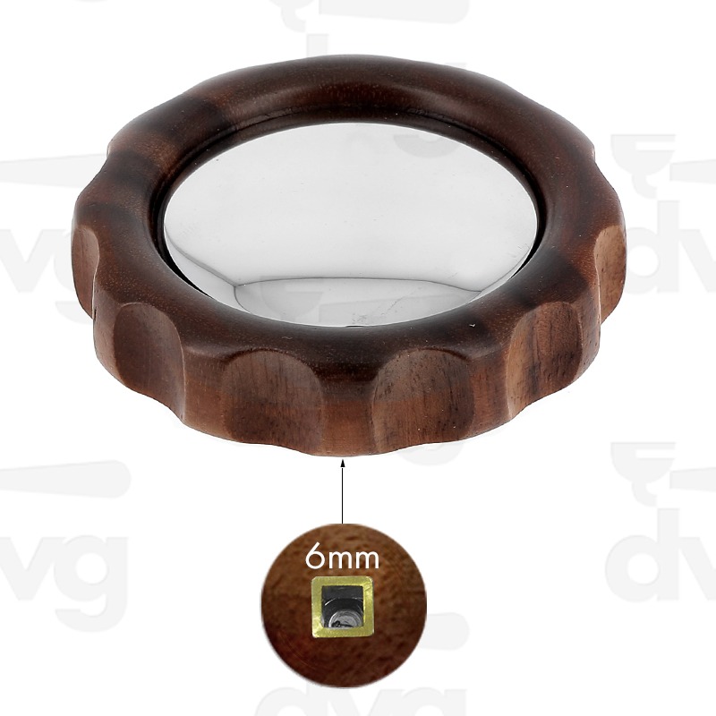 VOLANTINO RUBINETTO IN NOCE CON TAPPO IN OTTONE CROMATO QUADRO 6X6