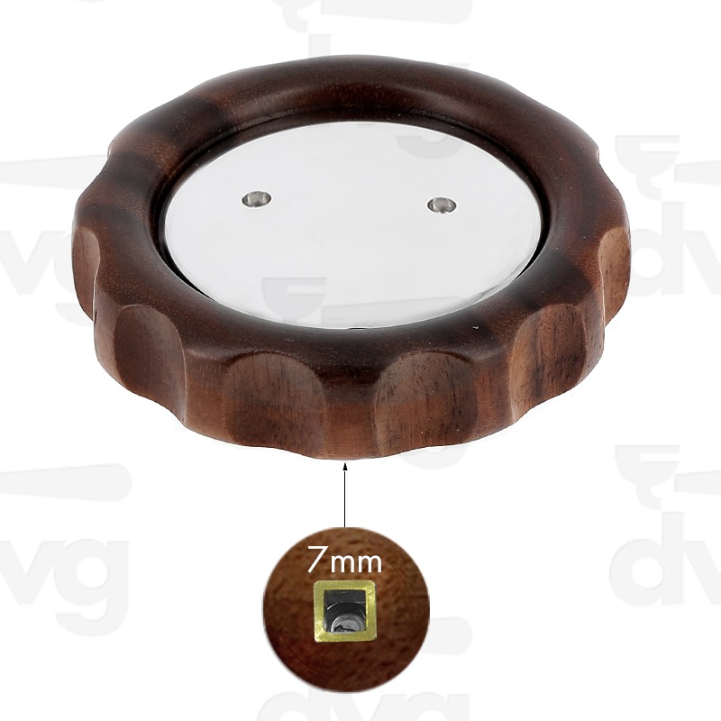 VOLANTINO RUBINETTO IN NOCE CON TAPPO CROMATO QUADRO 7X7 - ADATTABILE FAEMA E61 LEGEND