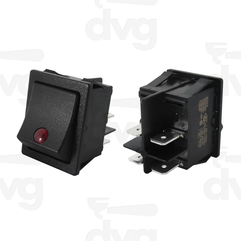 INTERRUTTORE BIPOLARE NERO LED LUMINOSO ROSSO
