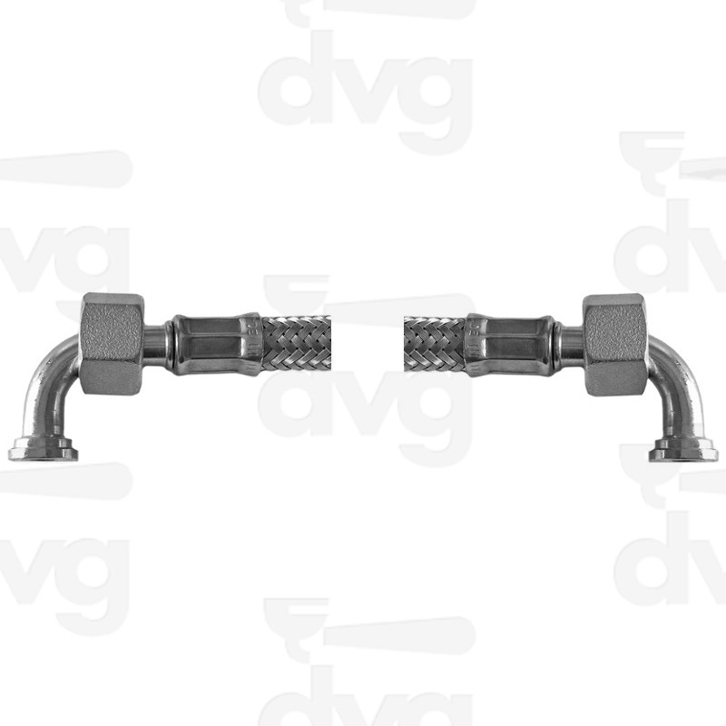 TUBO FLESSIBILE 50 CM 3/8 FF CON 2 CURVE PIANE ORIENTATE STESSO LATO