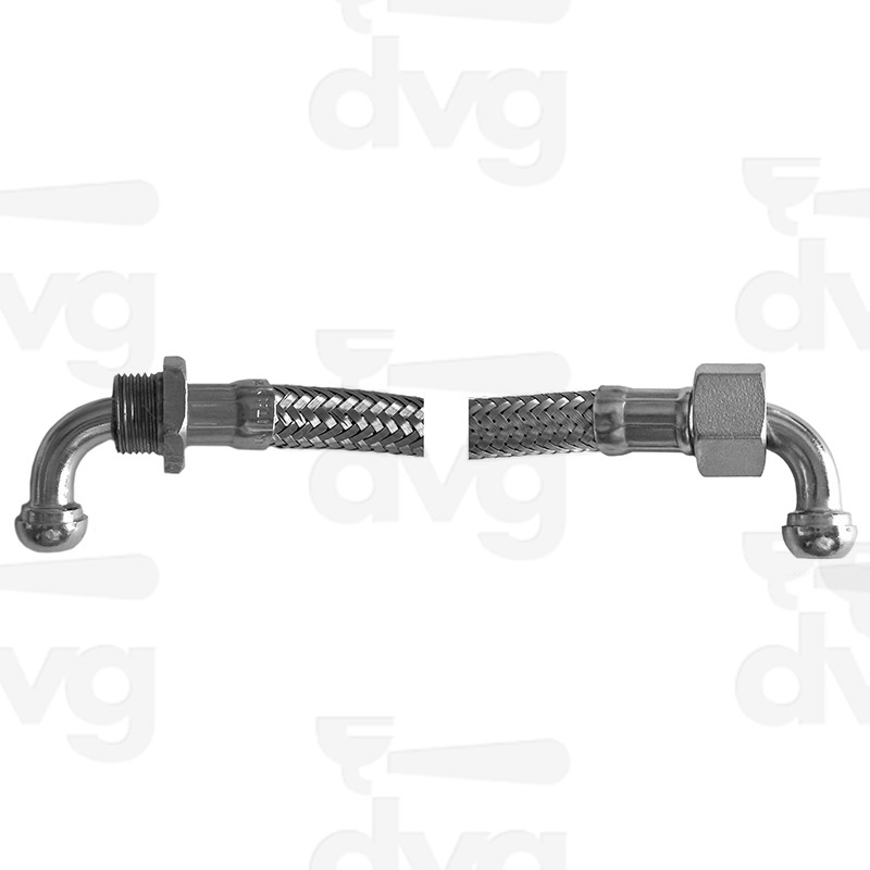 TUBO FLESSIBILE 55 CM 3/8 FM CON 2 CURVE CONICHE ORIENTATE STESSO LATO