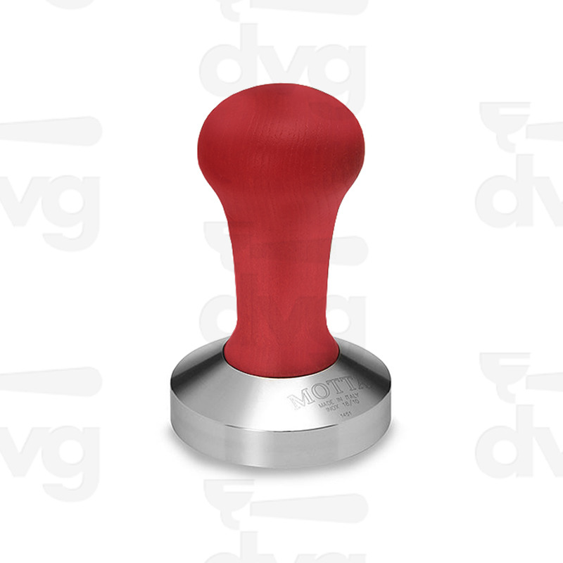 PRESSINO MANICO LEGNO ROSSO CON BASE INOX D.53MM FONDO PIATTO -MOTTA