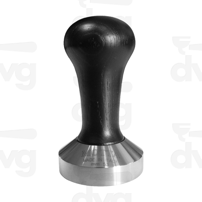 PRESSINO MANICO LEGNO NERO CON BASE INOX D.53MM FONDO PIATTO -MOTTA