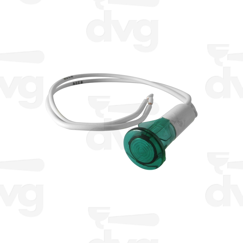 LAMPADA SPIA VERDE FLUORESCENTE 240V D.13,5mm CON CAVO L.200mm