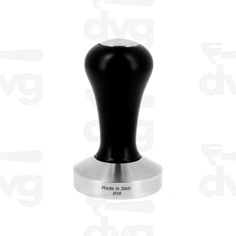 PRESSINO TOP CLASS, LEGNO FAGGIO LACCATO NERO, BASE INOX D.58MM FONDO PIATTO
