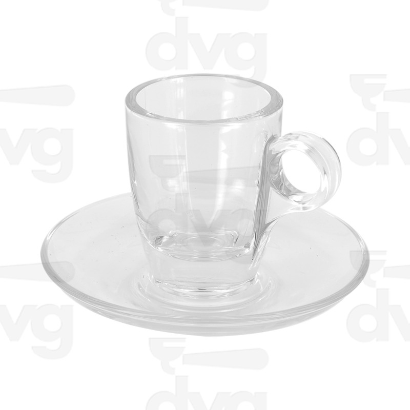 TAZZA CAFFE' IN VETRO SERIE CHERIE 7CL D.52,5X70MM CON PIATTINO
