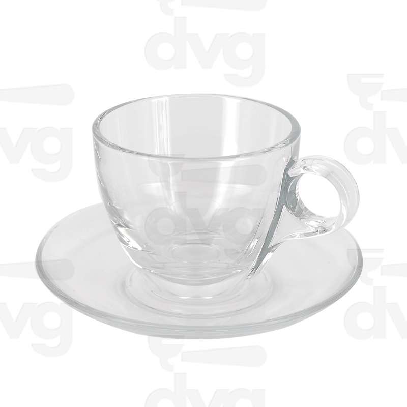 TAZZA CAPPUCCINO IN VETRO SERIE CHERIE 19CL D.82,5X70MM CON PIATTINO