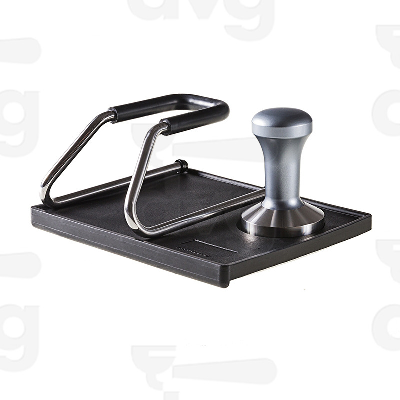 TAPPETINO NERO DIM.190X150MM ANGOLARE CON BASE TUBOLARE INOX PER PORTAFILTRO, PRESSINO FANTASY D.58