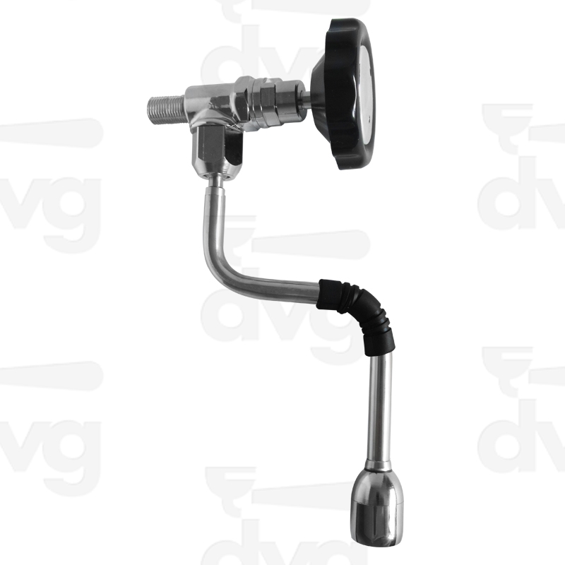 RUBINETTO K24 CON LANCIA ACQUA INOX E VOLANTINO NERO CON TAPPO CROMATO