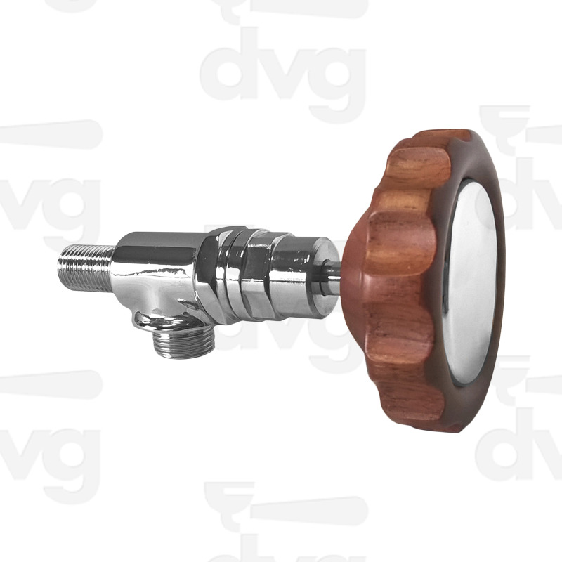 RUBINETTO K24 CON VOLANTINO IN NOCE E TAPPO IN OTTONE CROMATO