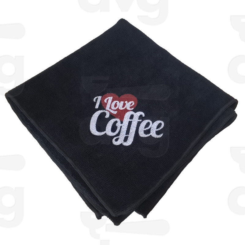 PANNO 100% COTONE NERO 40X40CM "I LOVE COFFEE"