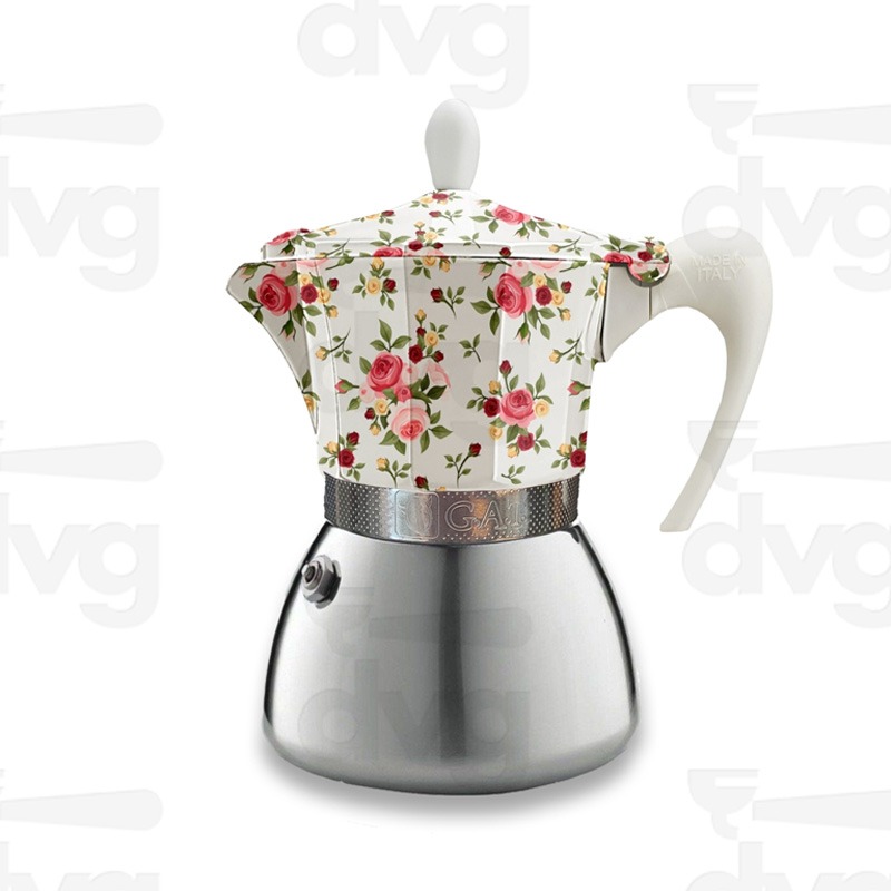 CAFFETTIERA DECOR ROSES 3TZ INOX INDUZIONE