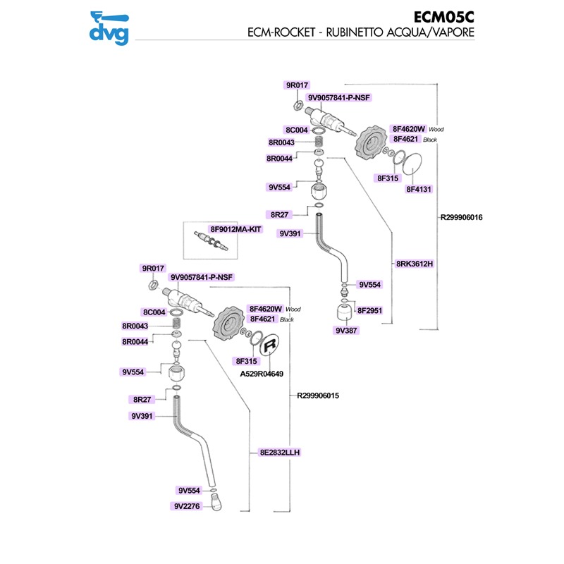 ROCKET / ECM ITALIA - RUBINETTI ACQUA/VAPORE MOD. APPARTAMENTO, MOZZAFIATO, GIOTTO