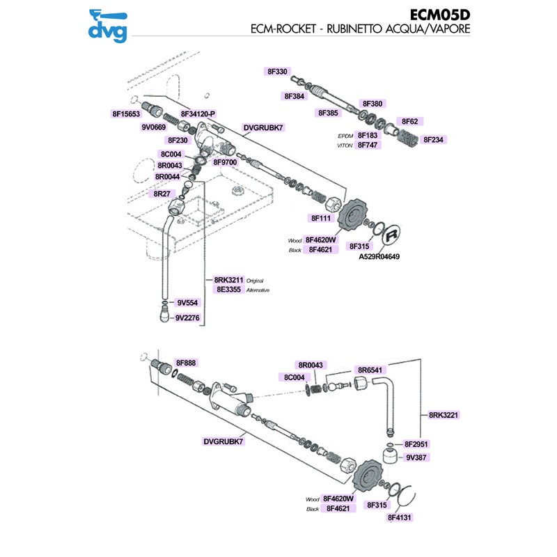ROCKET / ECM ITALIA - RUBINETTO ACQUA/VAPORE MOD. R58