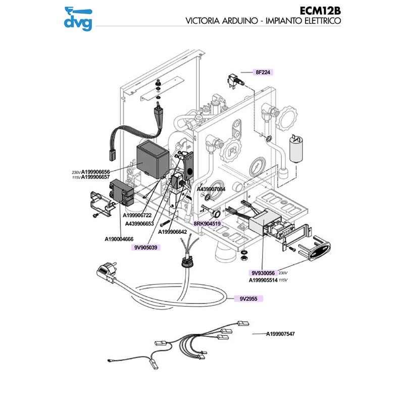 ROCKET / ECM ITALIA - IMPIANTO ELETTRICO MOD. MOZZAFIATO, GIOTTO