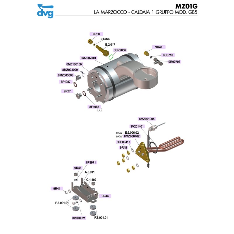 LA MARZOCCO - CALDAIA 1 GRUPPO MOD. GB5